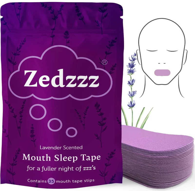 Zedzzz Lavender Scented Mouth Tape for Sleeping (35 Strips) | Anti Snoring Aid for Men & Women | 5+ Weeks of Sleep Tape | Sleep Aid | Anti Snoring Mouth Tape | Lavender Scented Mouth Tape for Sleeping