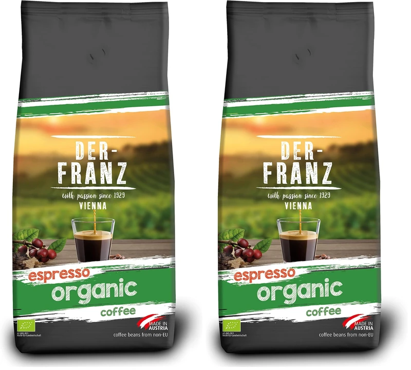 Der-Franz Espresso organic Coffee, whole bean, 1000 g (Pack of 2) - Image 1