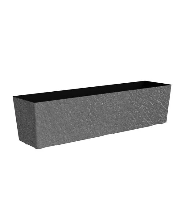 Dehner Stone Plastic Box with Irrigation System, Rectangular, Gray