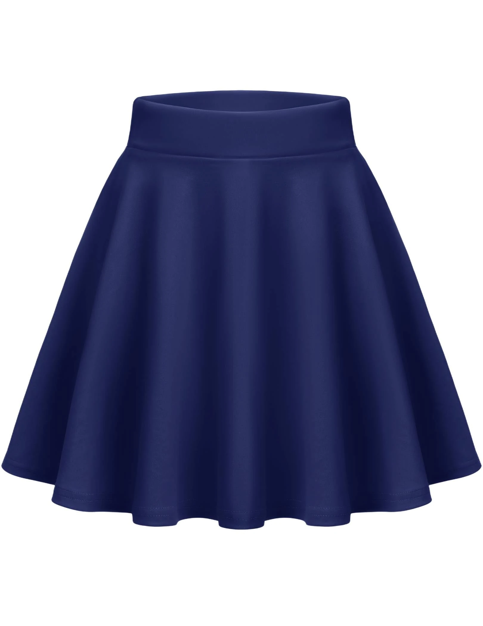 Zeagoo Women's Flared Skirt Elegant Solid Mini Skirts for Women UK Elasticated Waist Casual Basic Skirt Curve Blue