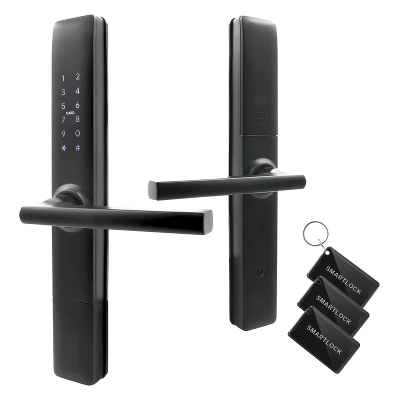 EURA ELH-71H4 Slim Smart Door Lock with Handle 13.56MHz Combination Lock IP65 Proximity Reader Universal Bolt Spacing Blackest