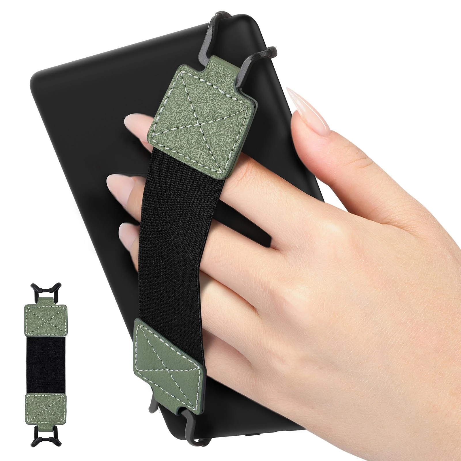 MoKo Security Hand-Strap for 6-8" eReaderFire Tablet, Kindle/Kobo/Voyaga/Lenovo/Sony Kindle E-Book Tablet, Elastic Versatile Hand Strap Lightweight Finger Grip Holder, Celadon