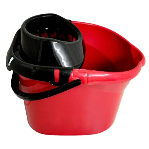 KMJ Red Mop Bucket with Detachable Wringer - Classic Cleaning Plastic Bucket