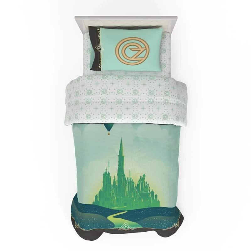 Franco Collectibles Wicked Elphaba and Glinda Bedding 4 Piece Super Soft Reversible Comforter and Sheet Set, Twin, (Officially Licensed Product)