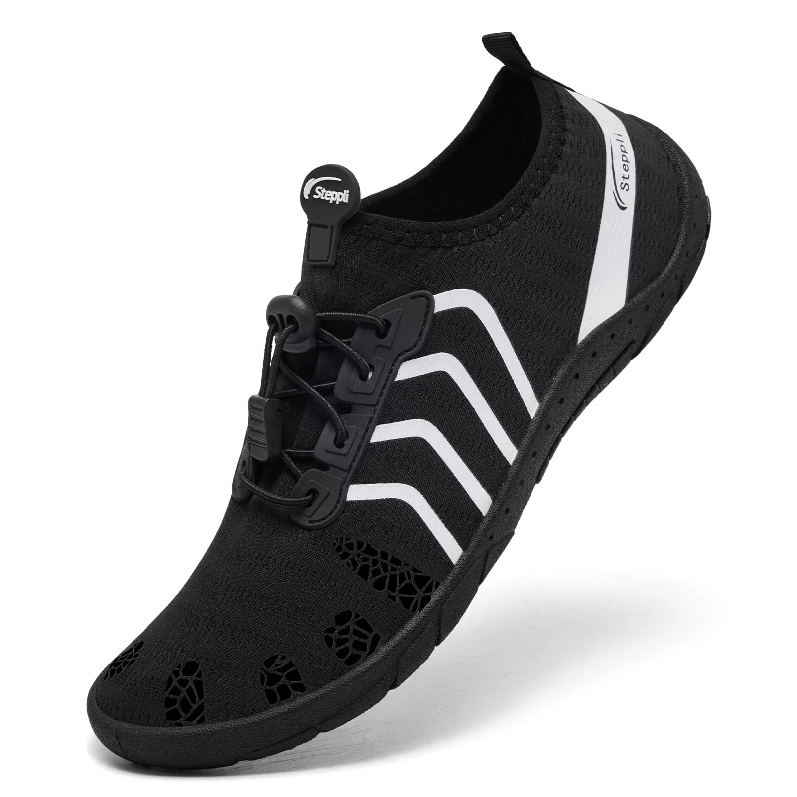 Steppli Water Shoes Beach Swim Pool Sea Surf Aqua Quick-Dry Breathable Lightweight Shoes for Men Women Black EU41=UK7.5