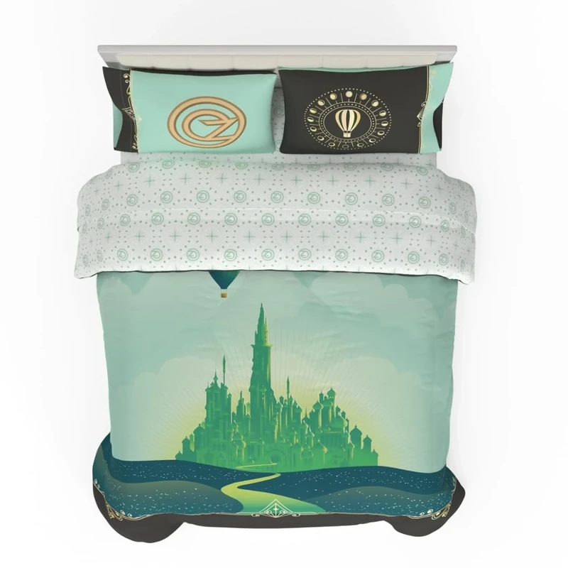 Franco Collectibles Wicked Elphaba and Glinda Bedding 5 Piece Super Soft Reversible Comforter and Sheet Set, Full, (Officially Licensed Product)