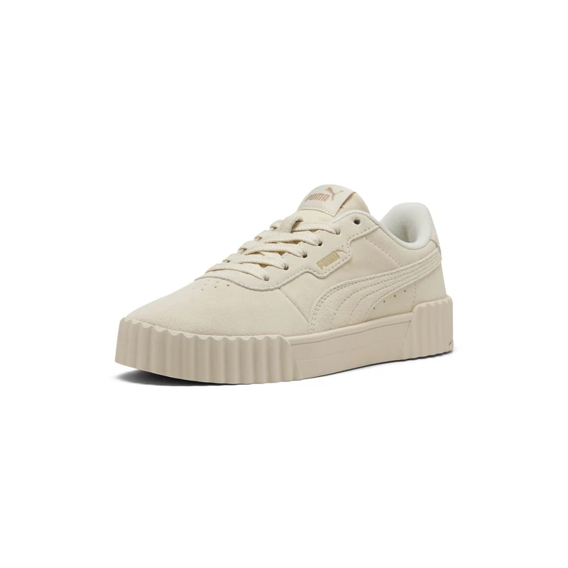 PUMA Women's Carina Leather Shoes Sneaker, 3.0 Alpine Snow-Gold, 4 UK