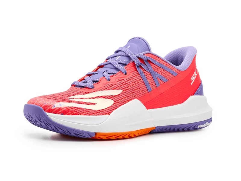 Skechers Women's Skechers Baseline Bully Pickleball-Shoes, Coral Synthetic/Textile/Purple Trim, 6.5 UK