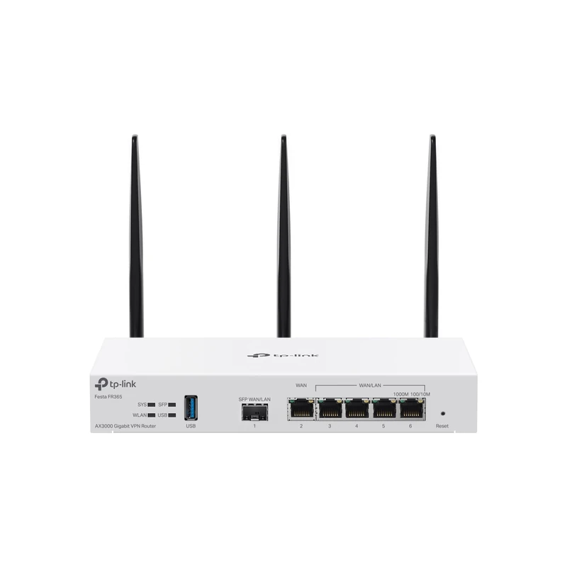 TP-Link Festa FR365 AX3000 Gigabit VPN WiFi Gateway, Free Cloud Management, WiFi 6 AX3000, 6 x Gigabit Ports (including 1 SFP), 1 x USB 3.0 WAN Port, Business Level Quality