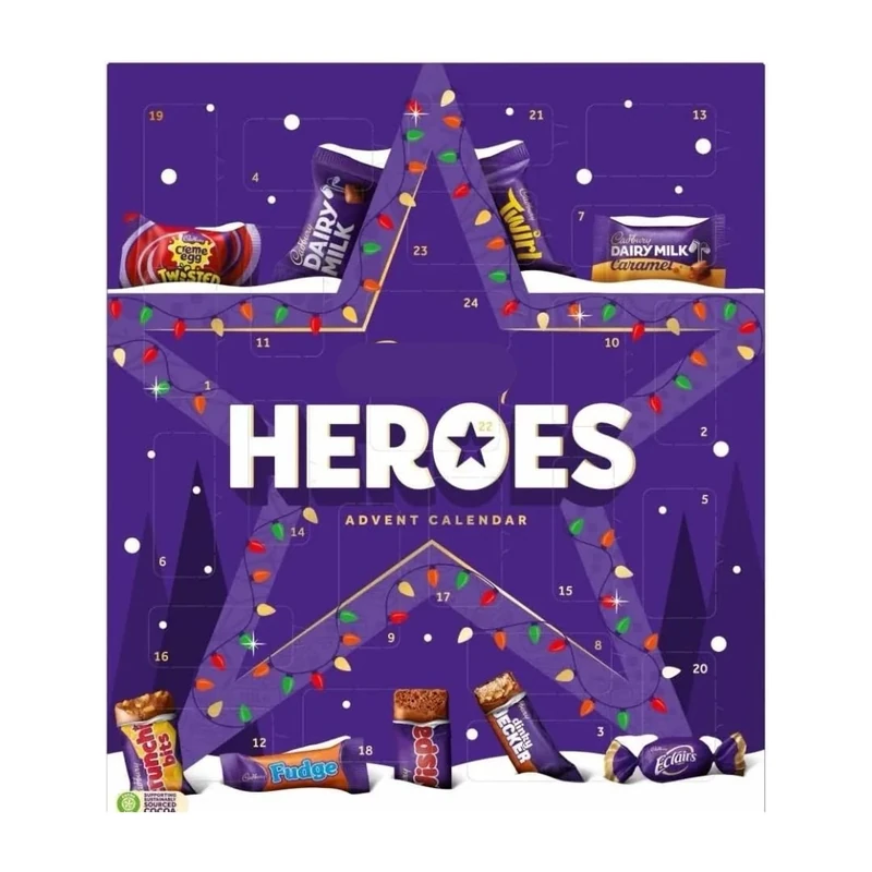 Christmas Advent Calendar 2024 - Heroes Chocolate Christmas Advent Calendar 230g – Assorted Advent Chocolates – Adult and Kids Advent
