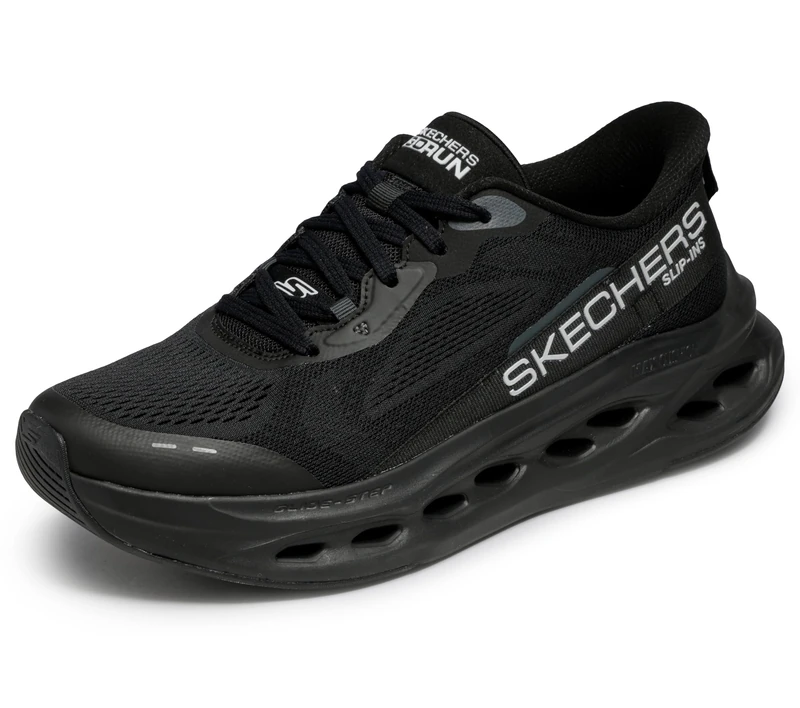 Skechers Men's MAX Cushioning Glide-Step Advert Trainers, Black Textile/Synthetic, 9 UK