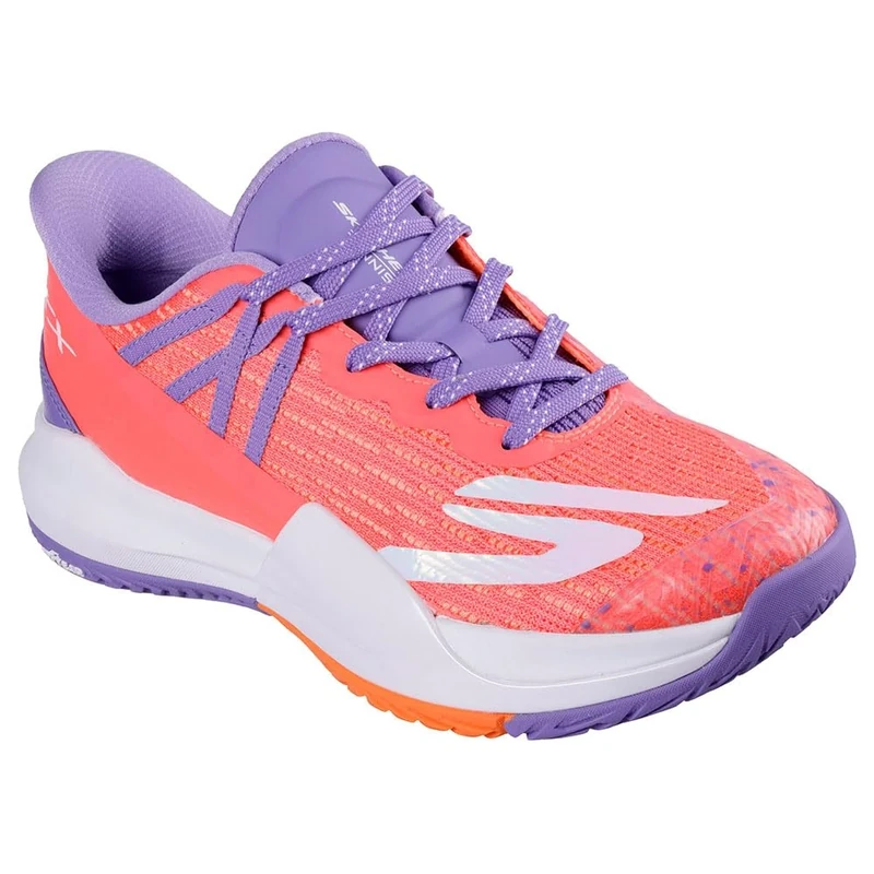 Skechers Women's Skechers Baseline Bully Pickleball-Shoes, Coral Synthetic/Textile/Purple Trim, 6 UK