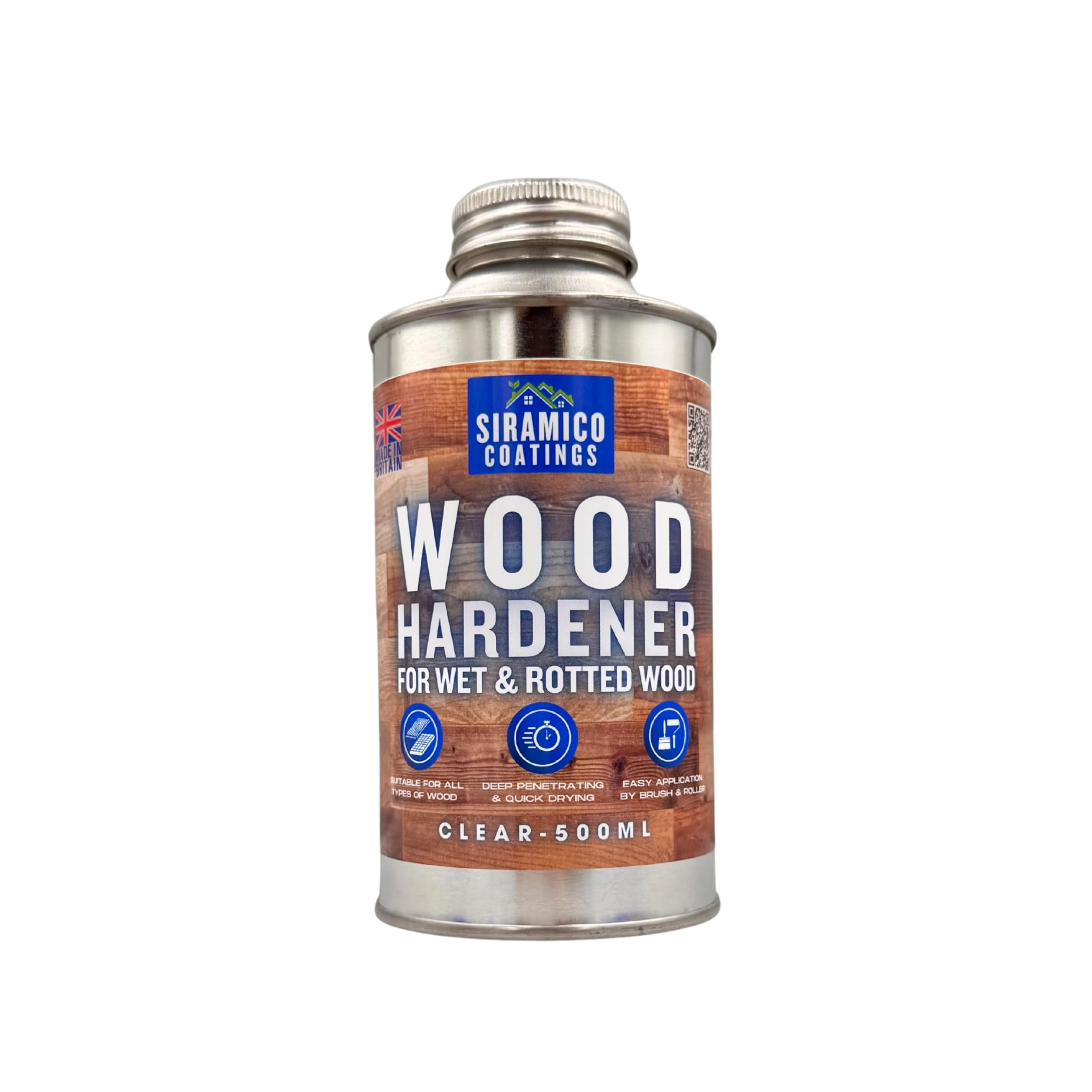 Siramico Hardener for Rotted Wood | 500ml | Clear Deep Penetrating Wood Hardener | Suitable for All Timber Types