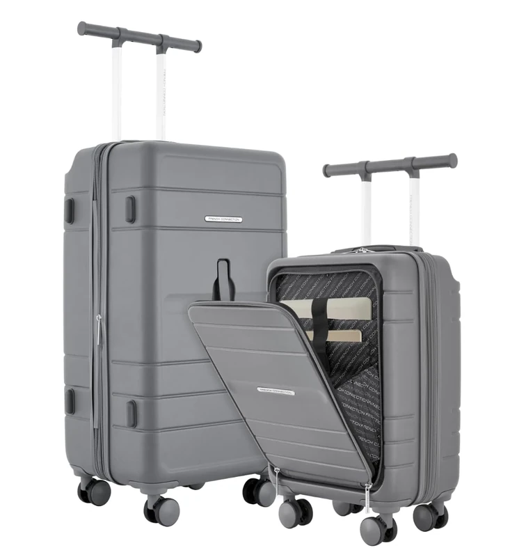 French Connection 2 Piece Trunk Luggage Set, Quiet Shade, 3E+1 x 17 x 12 inches, 2 Piece Trunk Luggage Set