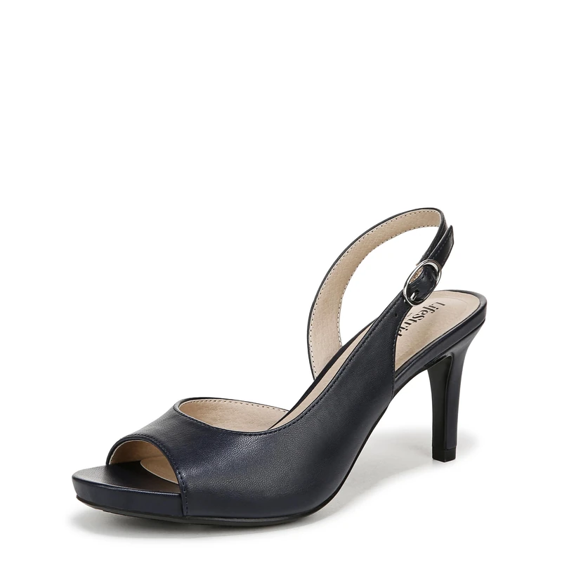 LifeStride Women's Teller 2 Slingback Peep Toe Pumps Heeled Sandal, Lux Navy, 8 UK