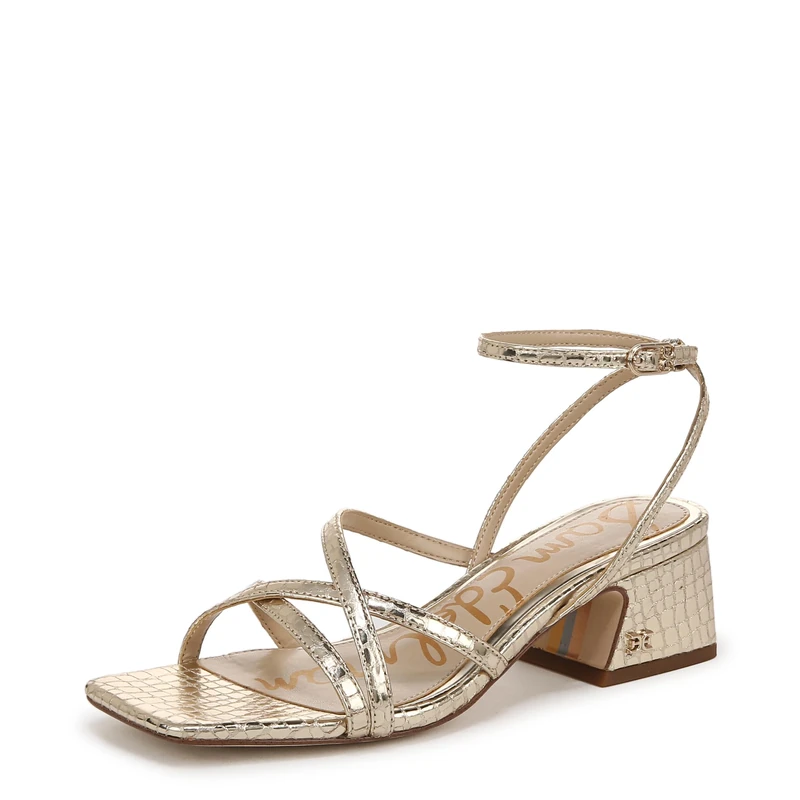 Sam Edelman Heeled Sandal Shoes for Women - Whitley Medium Fit Gold UK 6.5