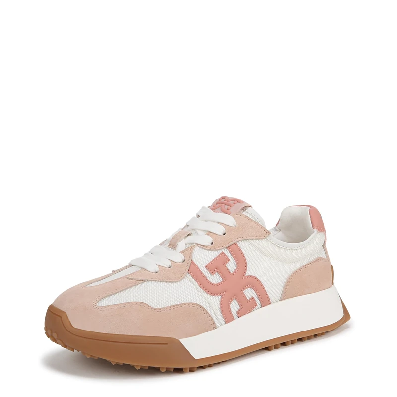 Sam Edelman Women's Langley Sneaker, White/Warm Blush/Washed Coral, 8.5 UK