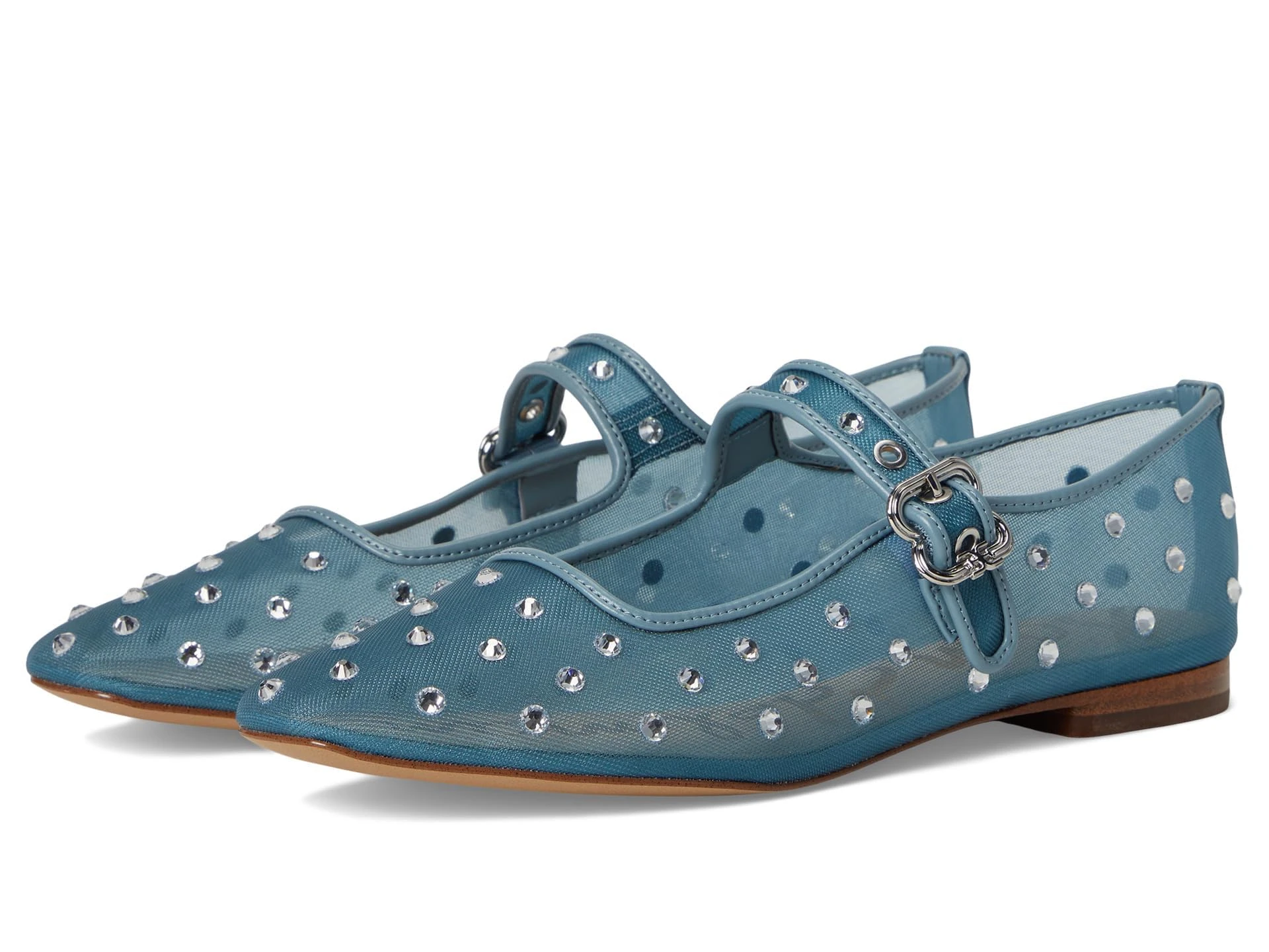Sam Edelman Women's Mihcaela Mary Jane Flat, Coastal Blue Glitz Mesh, 5.5 UK