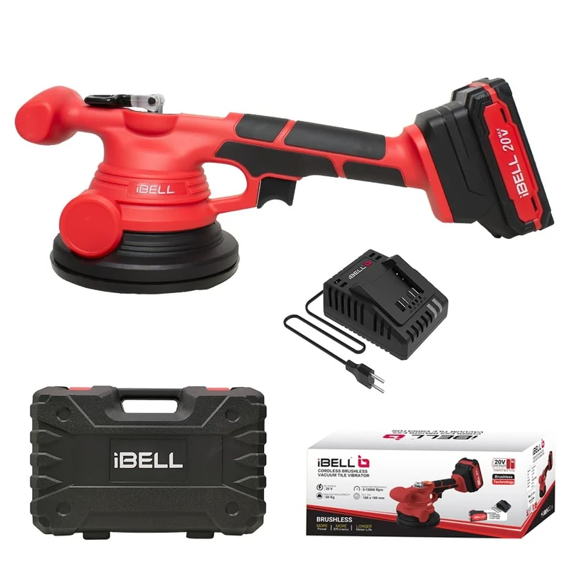 IBELL CT 20-60 20V, 15000 RPM Cordless Tile Vibrator with 2AH Battery and Charger +BMC BOX