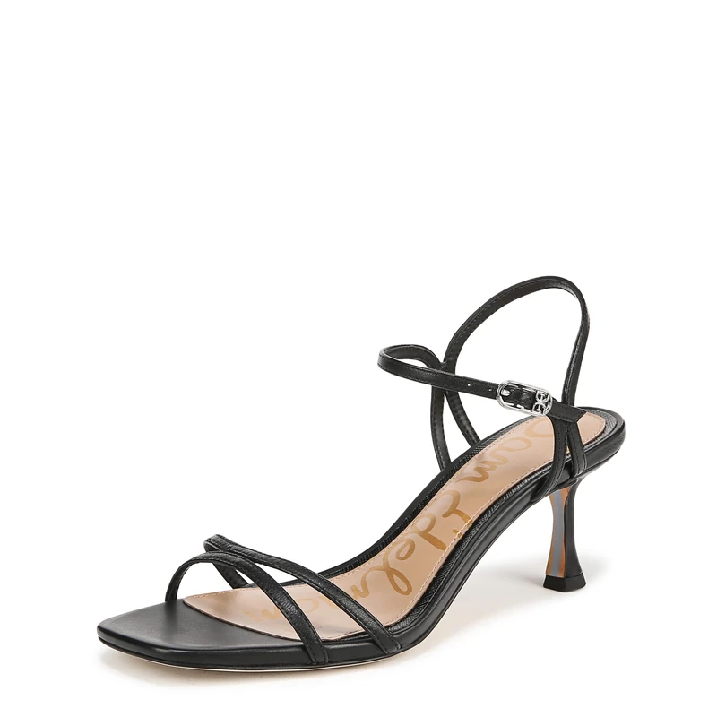 Sam Edelman Women's Presley Heeled Sandals, Black Leather, Medium Fit, UK 7