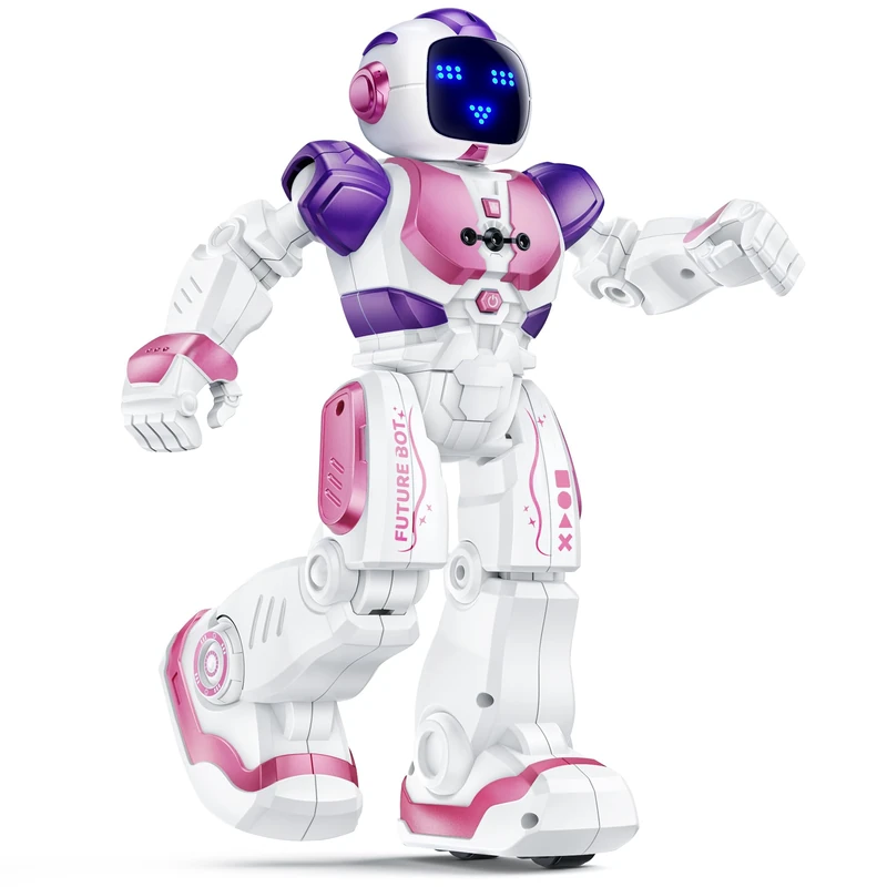 Ruko 6088 Dancing Robot for Girls with APP Control, Remote Control, Gesture Sensing Control, Interactive LED Faces, QA Games Rechargeable Programmable Robot Toys for 3 4 5 6 Years Kids, Pink Purple - Image 1