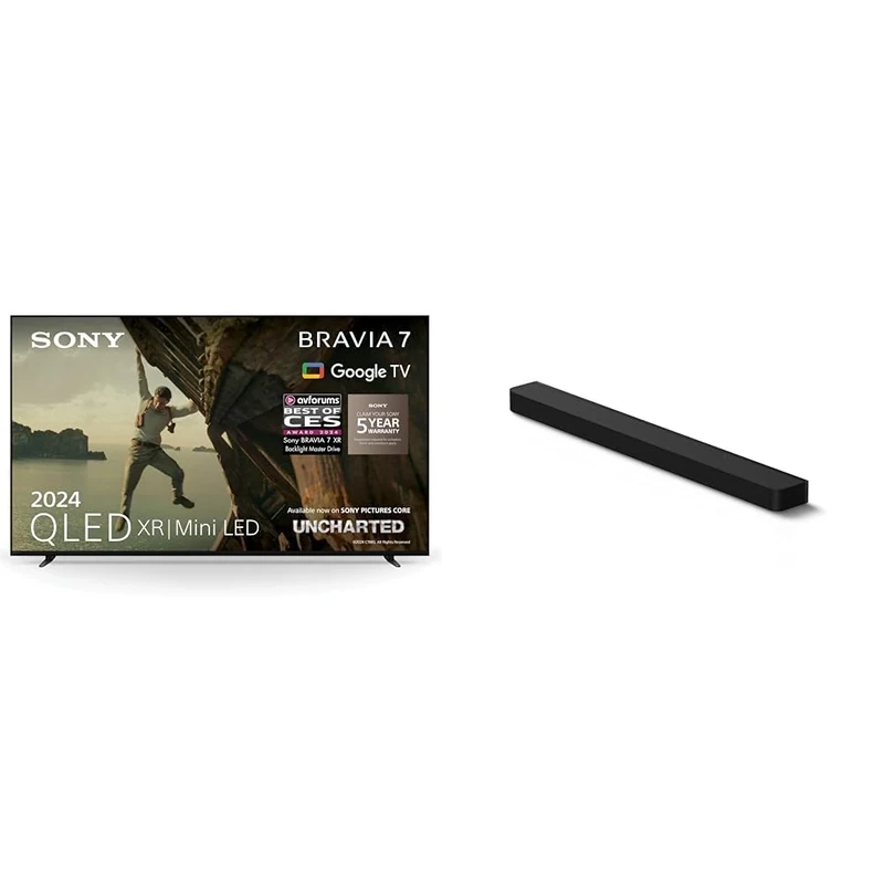 Sony BRAVIA 7 QLED, K55XR70, 55" TV + Sony BRAVIA Theatre Bar 8 – Dolby Atmos Single Soundbar