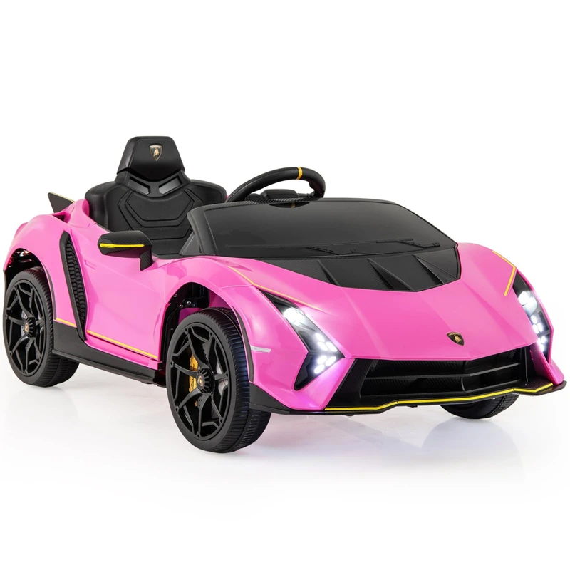 GYMAX Kids Ride on Car, 12V Battery Powered Licensed Lamborghini Car with Remote Control, Music, Horn, FM, Bluetooth, USB, Rocking Mode & Soft Start, Children Electric Vehicle for 3+ Years Old