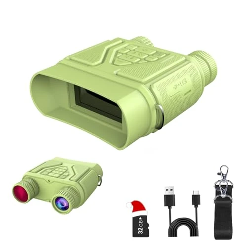 Night Vision Goggles Night Vision Binoculars with 5000mAh Rechargeable Battery, 32GB Card, 3" Screen for Camping Hunting & Security for Men HusbandDadHim（yellow）
