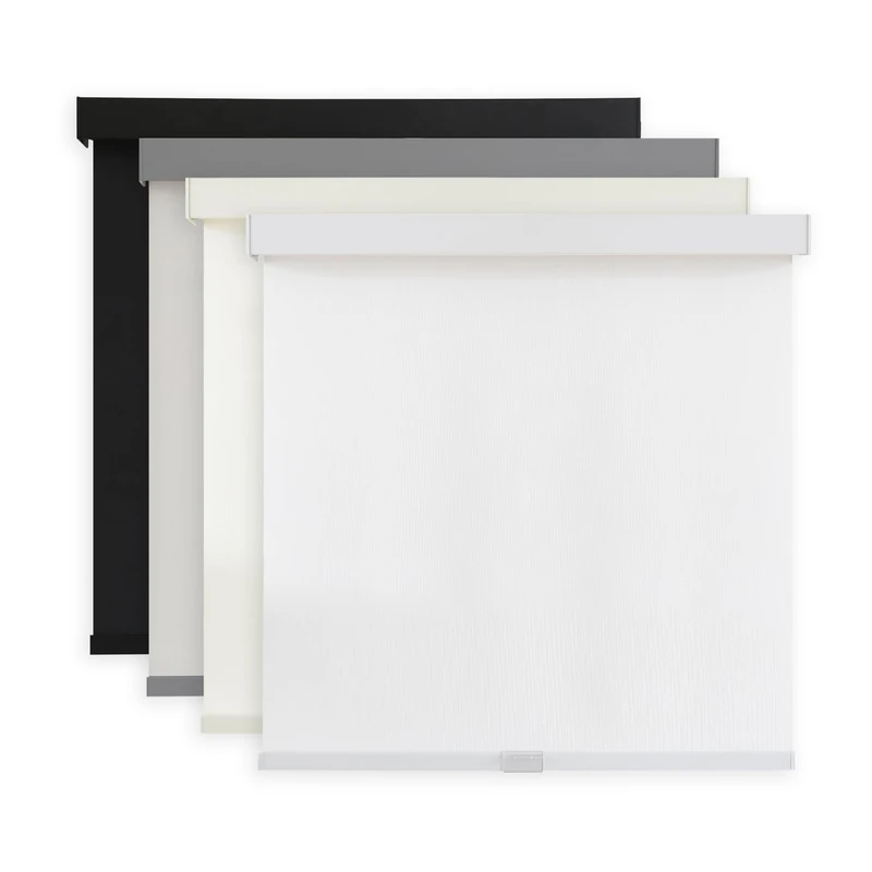 AOSKY Light Filtering Roller Shades Cordless Blinds for Windows, Free-Stop Shades with Valance, 99% Blackout, Thermal Insulated Fabric, UV Protection, Natural Woven Blinds（34" W x 72" H, White）