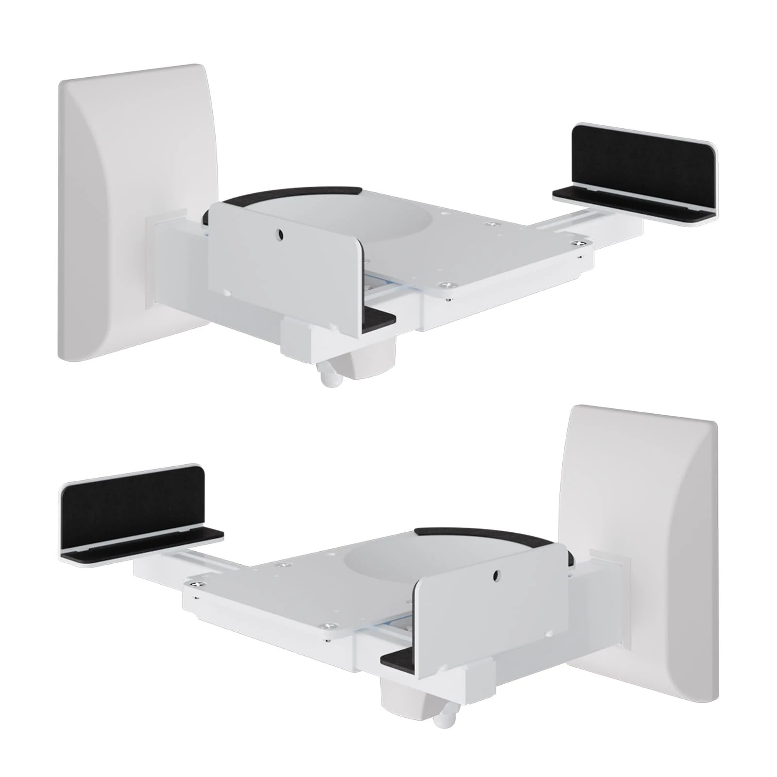 suptek Dual Side Clamping Bookshelf Speaker Wall Mounting Bracket Adjustable for Large Surrounding Sound Speakers, Hold up to 30kgs Each White SPM201XLW (2 Packs)