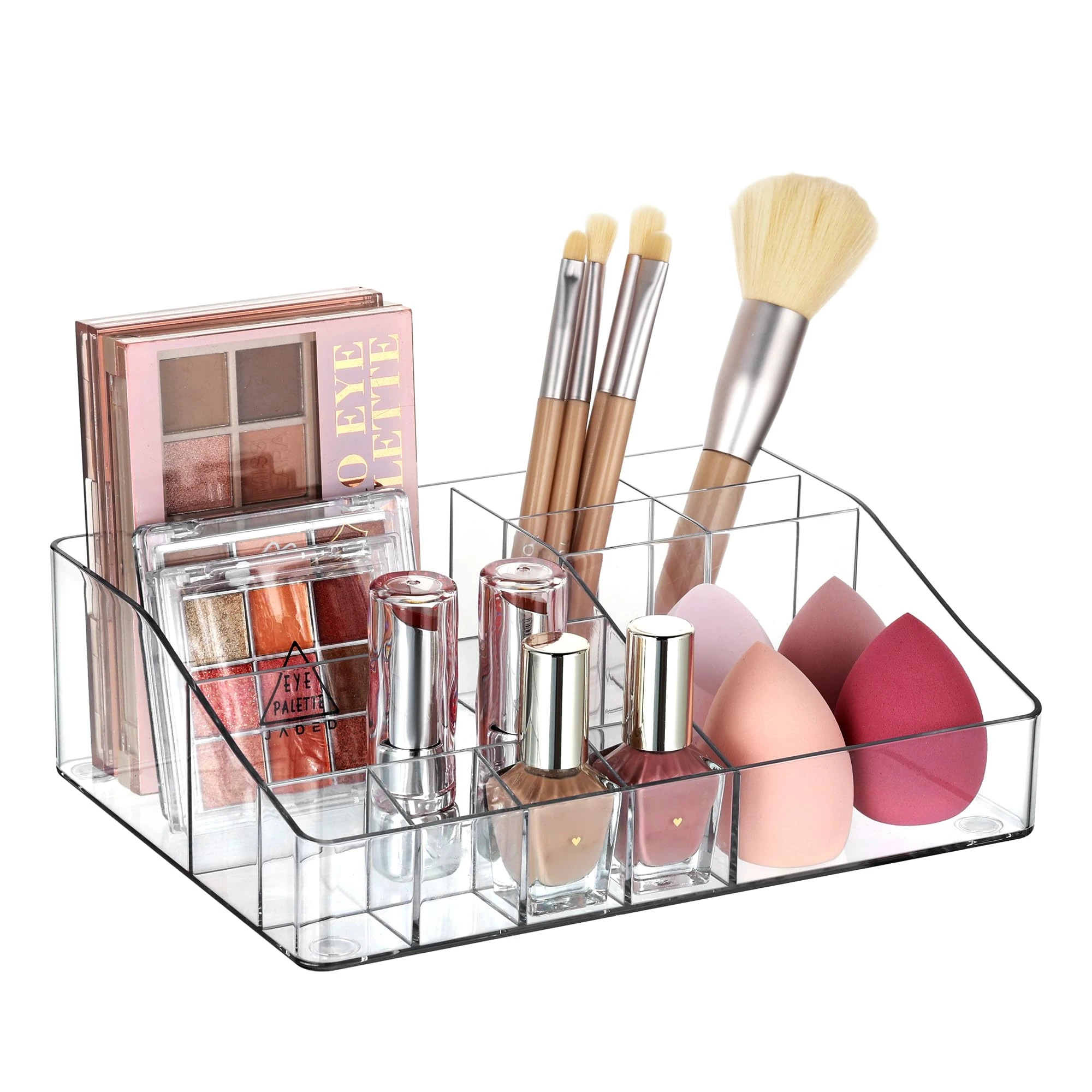 Vtopmart 1 Tier Clear Makeup Organizer, Cosmetic Storage for Dresser Countertop and Bathroom Vanity, Beauty Holder for Lipstick Brush Skincare