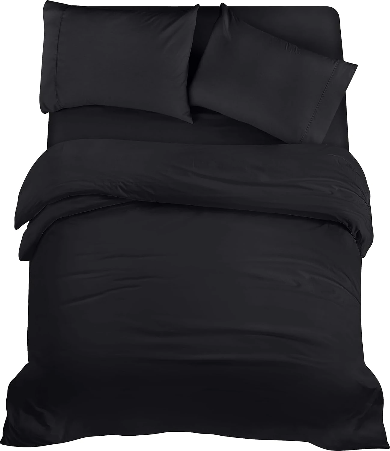 Utopia Bedding 4 Piece King Bedding Set - Pack of 6 - Duvet Cover, Fitted Sheet with Pillow cases - Soft Brushed Microfiber Polyester (Black)