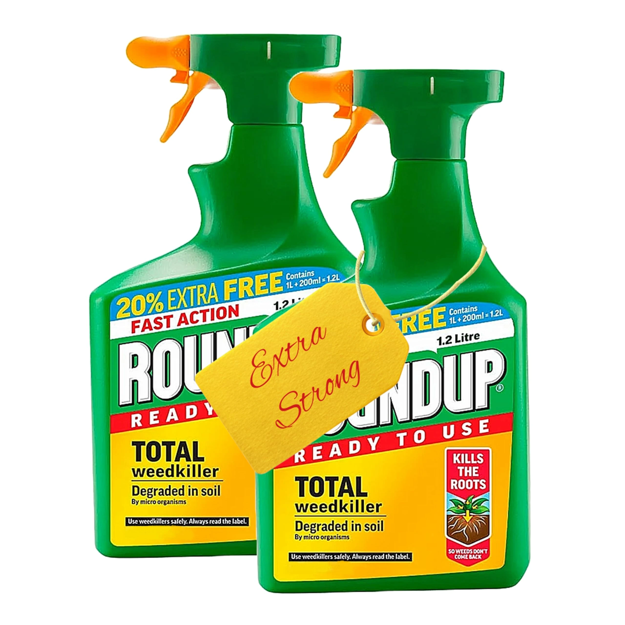 Garden Fast Action Weed Killer - Pack of 2 x 1.2L Ready To Use Total Weed Burner Weedkiller Garden Sprayer Bundle with Topline Card. Weed Killer Extra Strong for Driveways, Paths, Patios