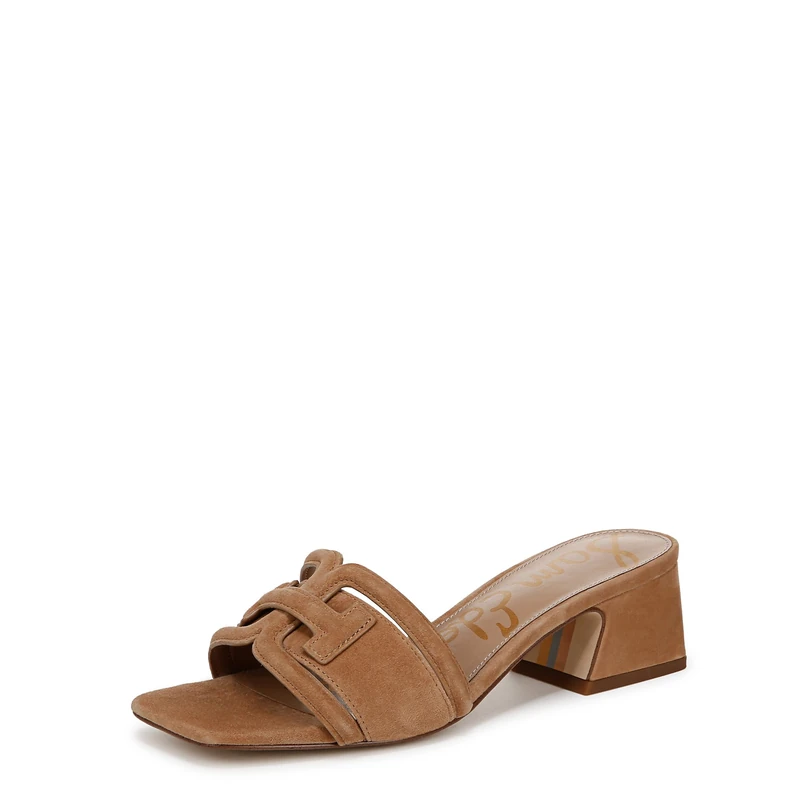 Sam Edelman Women's Waylon Heeled Slide Sandals, Cyprus Tan Suede, Medium Fit, UK 6