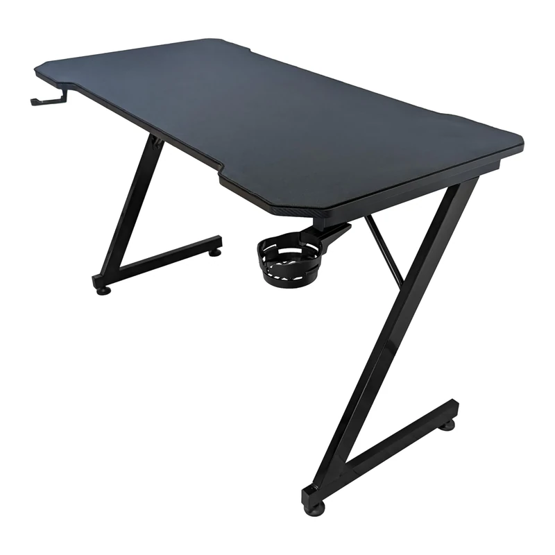 Subsonic - Gaming desk 120 x 60 cm, gamer desk with ergonomic carbon fibre top fully covered with XXL mouse pad, cup holder and gaming headset holder