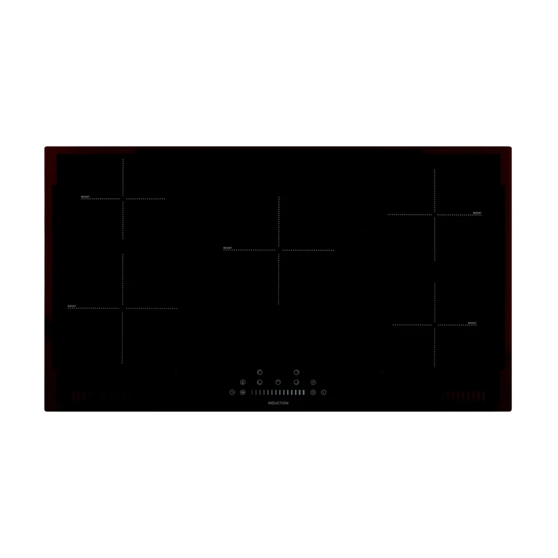 Willow WIH90T 90cm Induction Hob, Electric Hob Cooktop with Five Cooking Zones, Ceramic Hob with Touch Controls, Boost Function, Black