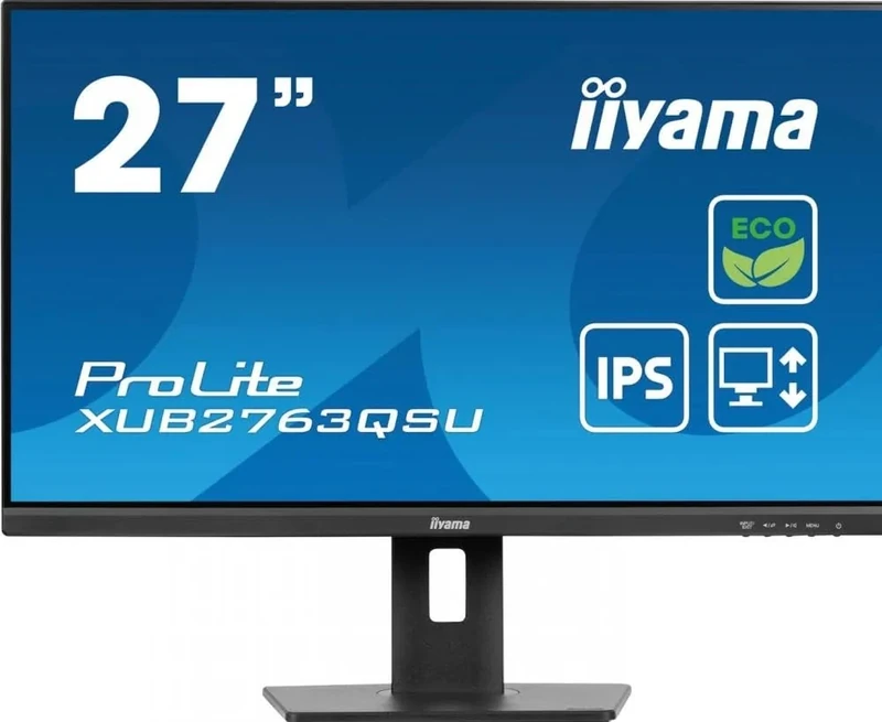 iiyama XUB2763QSU-B1 27 inch Eco IPS slim bezel, 100Hz, 1ms, Eyesafe 2 Certified, 2560x1440, HDMI/DP, 2 x USB, Height Adjustable Stand