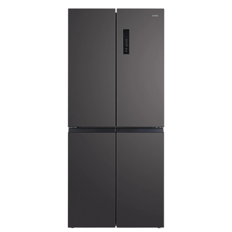 CHiQ Amecican Fridge Freezer Cross Door, 415 L, 182 cm Height, 63 cm Depth,Side by Side,Care+ Multi-Temp Zone,Smart Inverter Compressor, Sleek Stainless Dark, Free Frost,E Rared