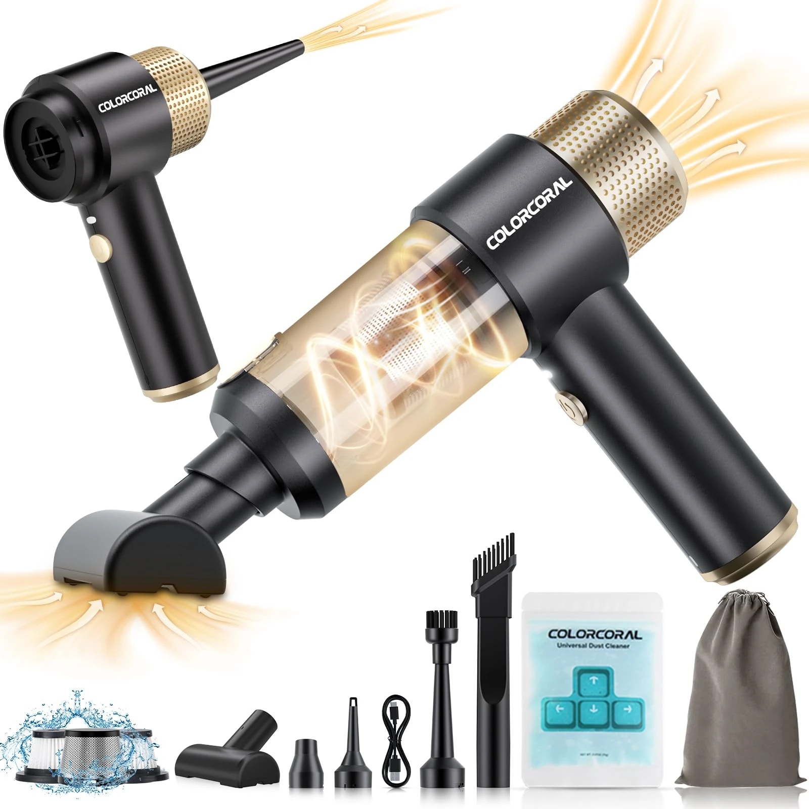 Handheld Vacuum Cleaner -Cordless Mini Vacuum 4-in-1 Powerful Car Vacuum with Car Cleaning Gel Ideal for Pet Hair, Home, Office Desk and Car Interior Cleaning