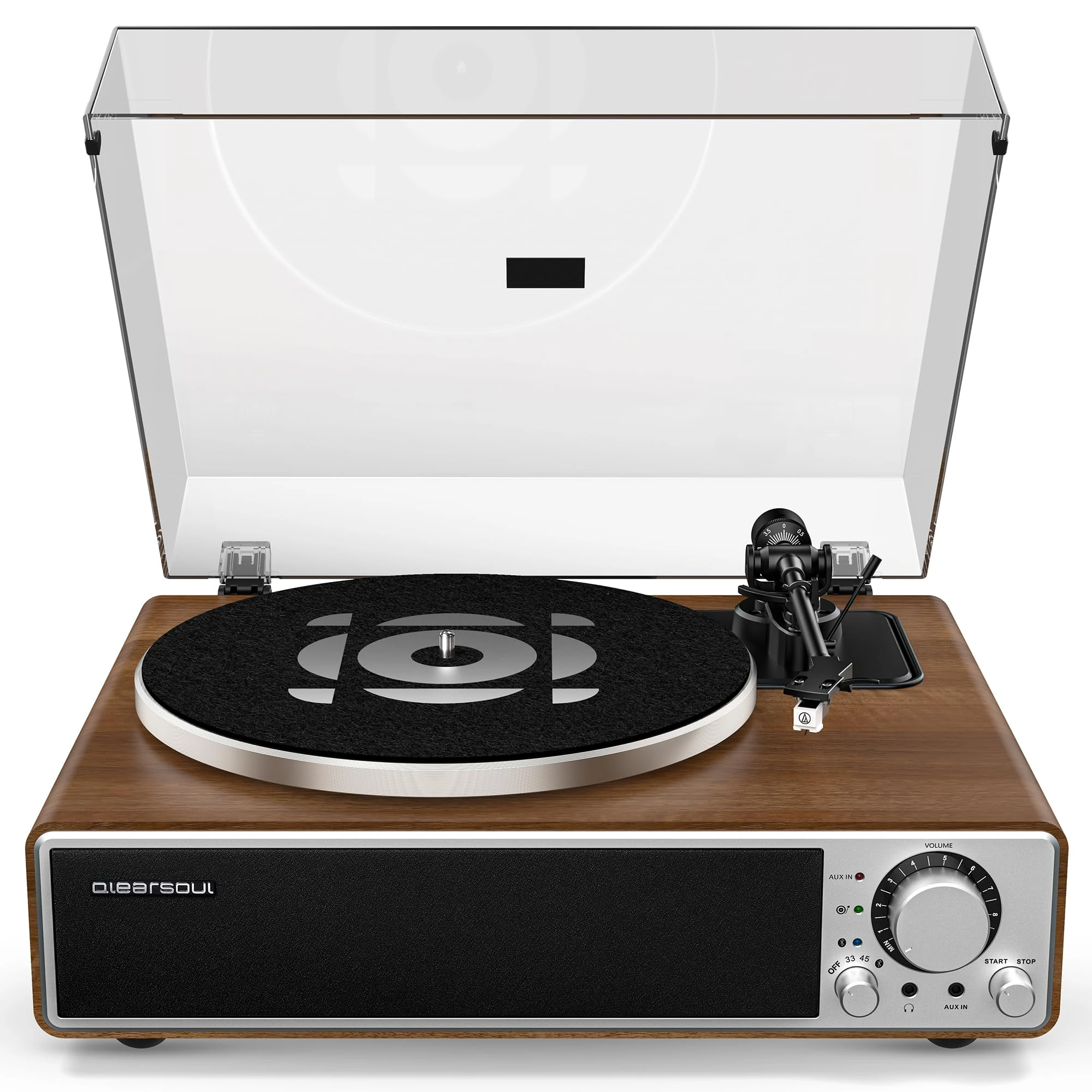 Qlearsoul ONE-Q All-in-one Vinyl Record Player with Bluetooth 5.4, HiFi Turntables Built in Speakers, Phono Preamp, AT-3600L Cartridge, 33/45 RPM, Auto Off