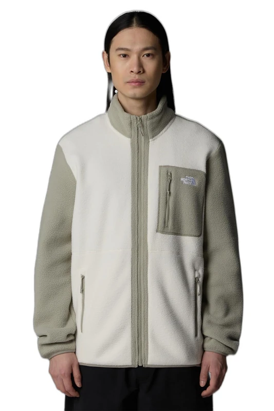 The North Face Men's Yumiori Full Zip Fleece jacket, White Dune/Clay Grey/Cl, XXL