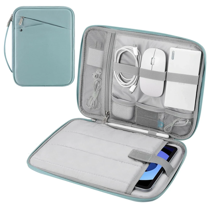 MoKo 9-11 Inch Tablet Sleeve Carrying Case with Handle, Padded Protective Travel Bag for New 11 inch iPad Air M3 2025, iPad A16 11", iPad Pro 11 M4, iPad 10/9/8/7th, Tab S9/S8 11,Misty Blue