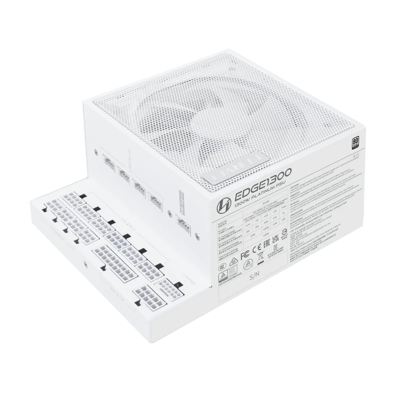 Lian Li EDGE 1300W 80 Plus Platinum Fully Modular Power Supply – White with ATX 3.1 and PCIe 5.1 Support