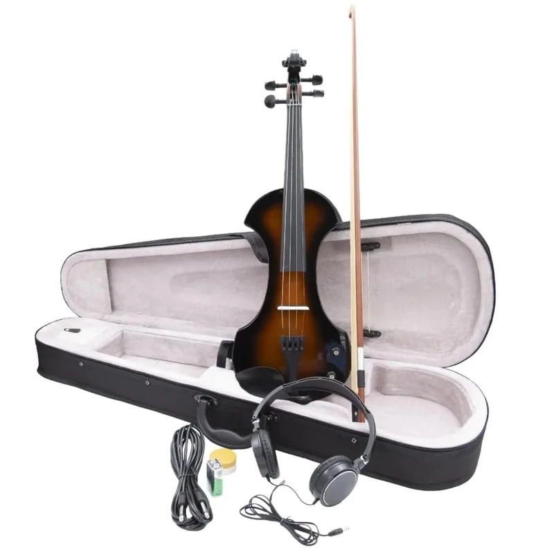 Arvada WN009-4/4 electric violin, Built-in active pickup, Includes case, bow, cable, headphones, resin and battery