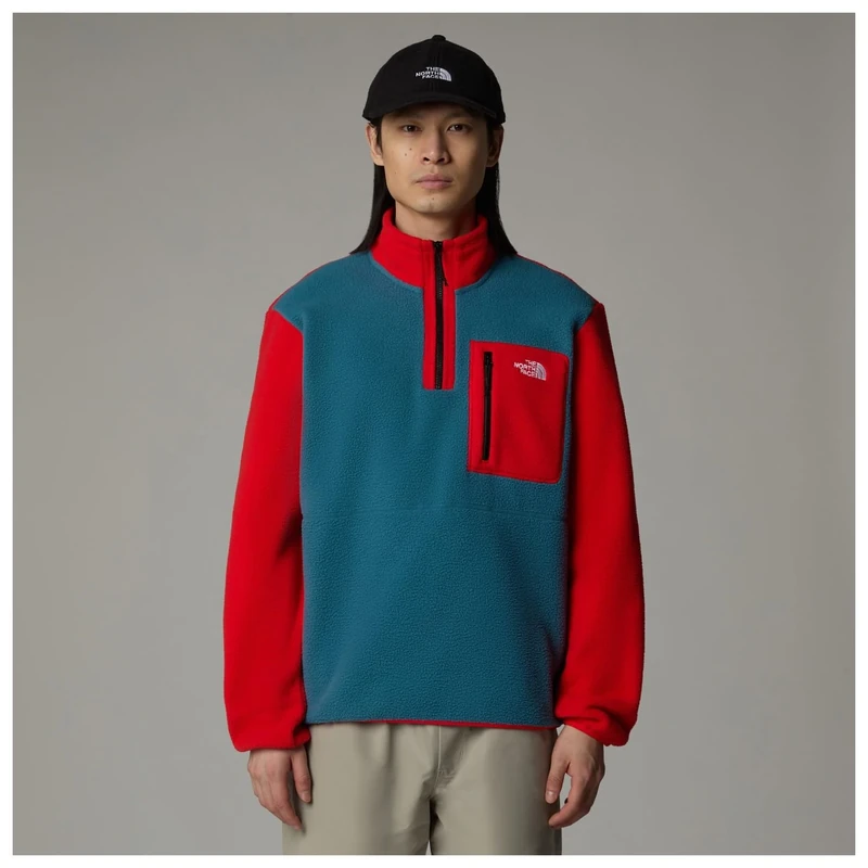 The North Face Men's Yumiori 1/4 Zip Sweatshirt, Mallard Blue/High Risk, L