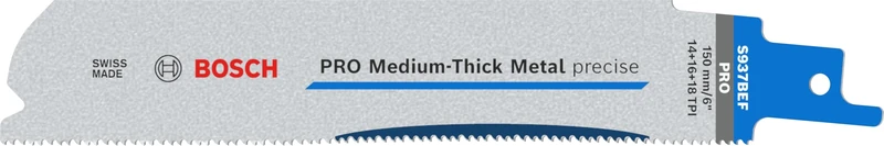 Bosch 25 x PRO Medium-Thick Metal S937BEF Precise Reciprocating Saw Blades (for Pipes and Profiles Made of Metal, Non-Ferrous Metals, Length 150 mm, Professional Accessories Reciprocating Saw)