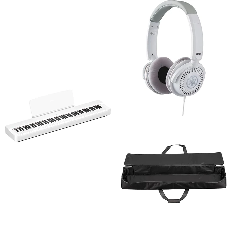 Yamaha P-225 Digital Piano, white - Lightweight, Portable digital piano bundled with HPH-150 Headphones, and SC-KB851 Piano Bag