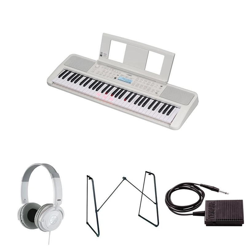 Yamaha EZ-310 Portable Keyboard for Beginners bundled with HPH-100 Headphones, L-2C Keyboard Stand, and sustain Pedal