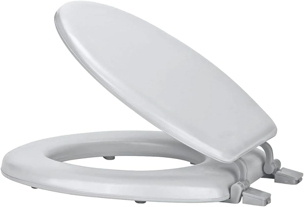 18'' MDF Universal Oval Toilet Seat, Stainless Steel Hinges | Adjustable Seat, Anti-Slip, Easy to Clean | Ideal for Bathroom and En-Suite Use (Grey Silver)