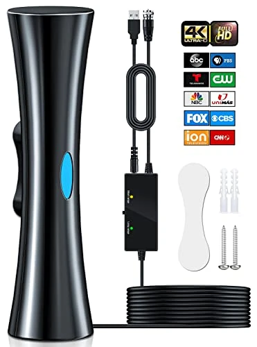 620+Miles Indoor/Outdoor TV Aerial, 2025 Newest Digital TV Aerial Indoor for Smart TVs with Amplifier and Signal Booster, Freeview Antenna Booster for TVs 4K 1080P HDTV & VHF UHF-10M Thick Coax Cable